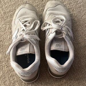 New Balance White and Light Gray Casual Sneakers